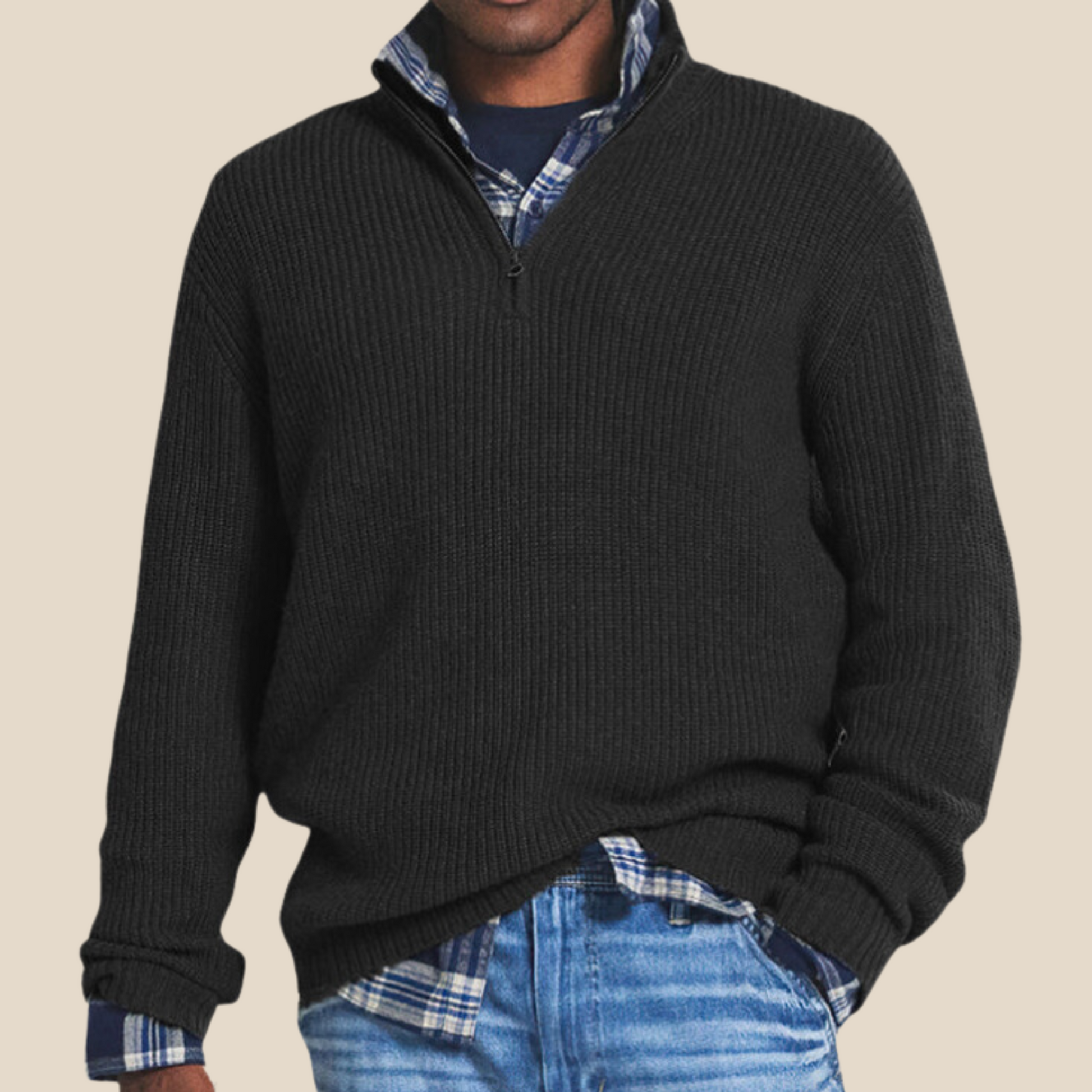 Verhoog je garderobe met Arlo's Quarter Zip Sweater! 