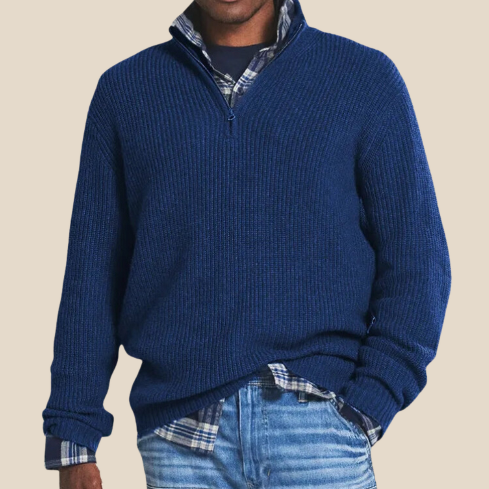 Verhoog je garderobe met Arlo's Quarter Zip Sweater! 