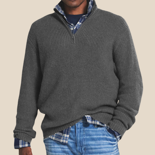 Verhoog je garderobe met Arlo's Quarter Zip Sweater! 