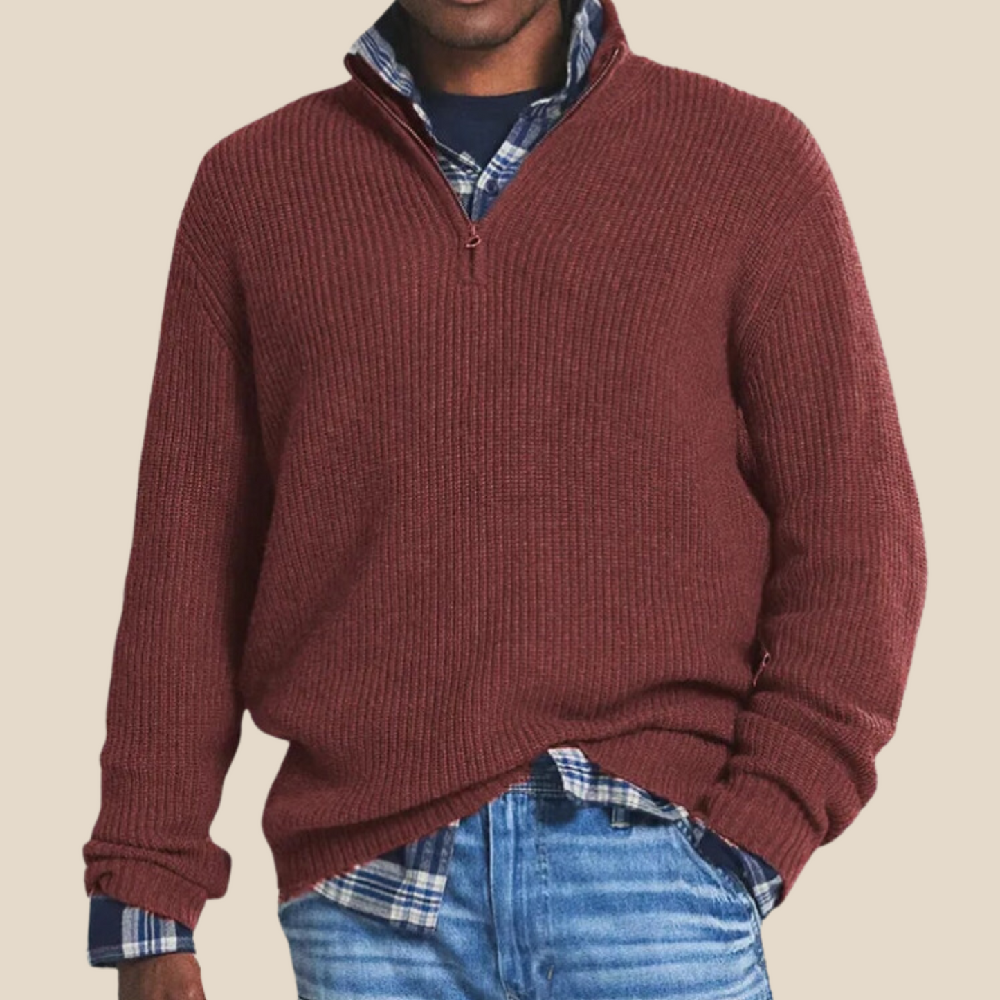Verhoog je garderobe met Arlo's Quarter Zip Sweater! 